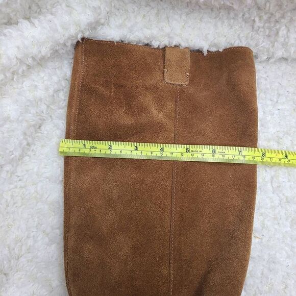 27 Edit Bellamy Tan Suede Leather Slouchy Knee High Western Inspired Boots sz 9W - Picture 12 of 13
